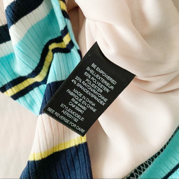 Preppy Colorful Stripe Ribbed V Neck Bodysuit - Picture 4 of 8